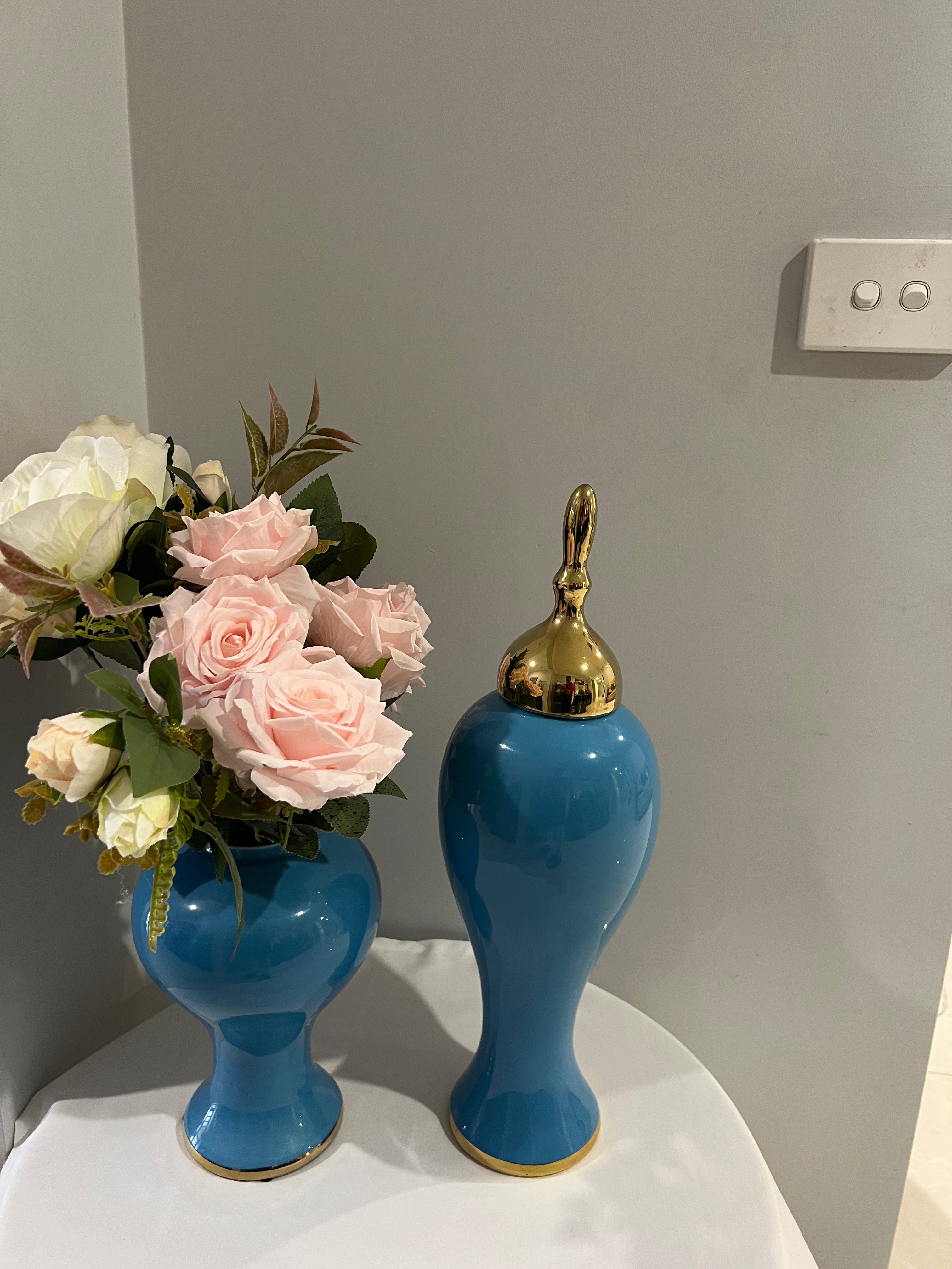 2-Piece Ceramic Vase Set β Blue Edition