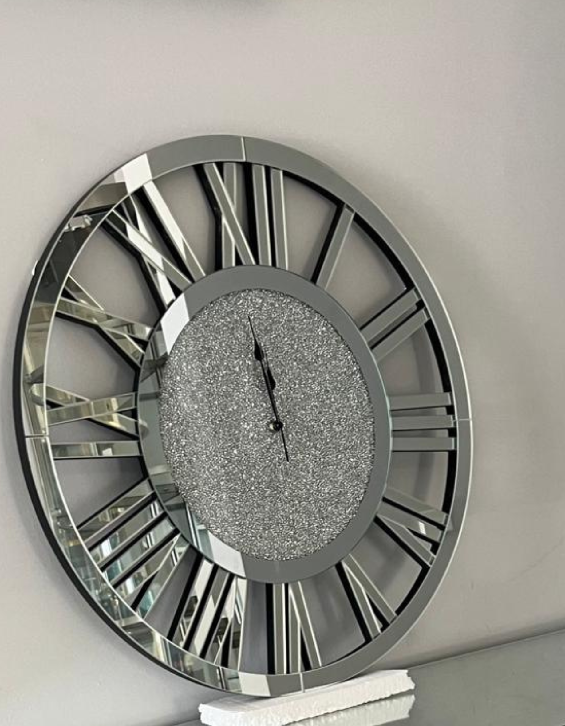 Silver Mirror Wall Clock