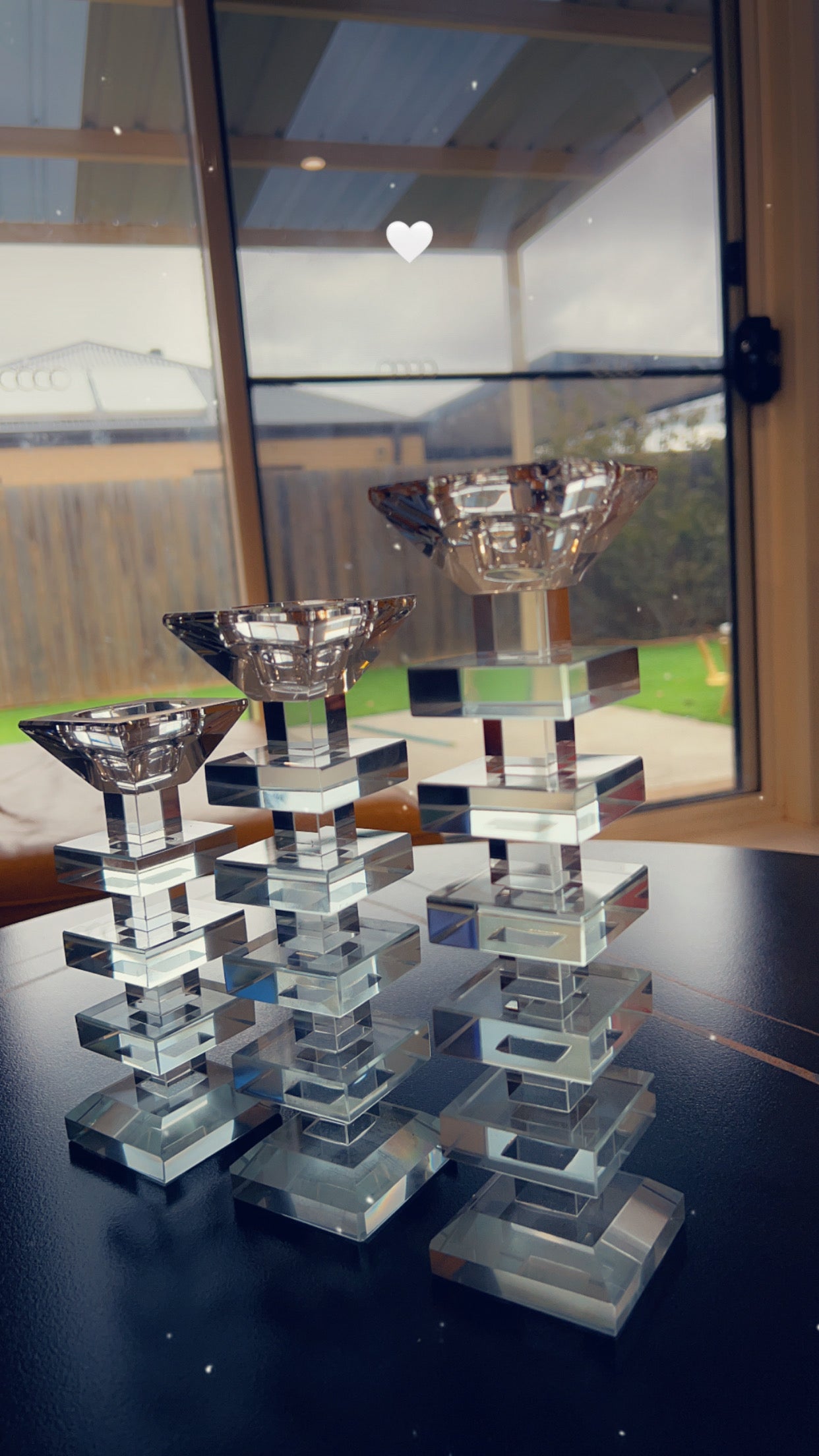 3-Piece K9 Crystal Candle Holder Set