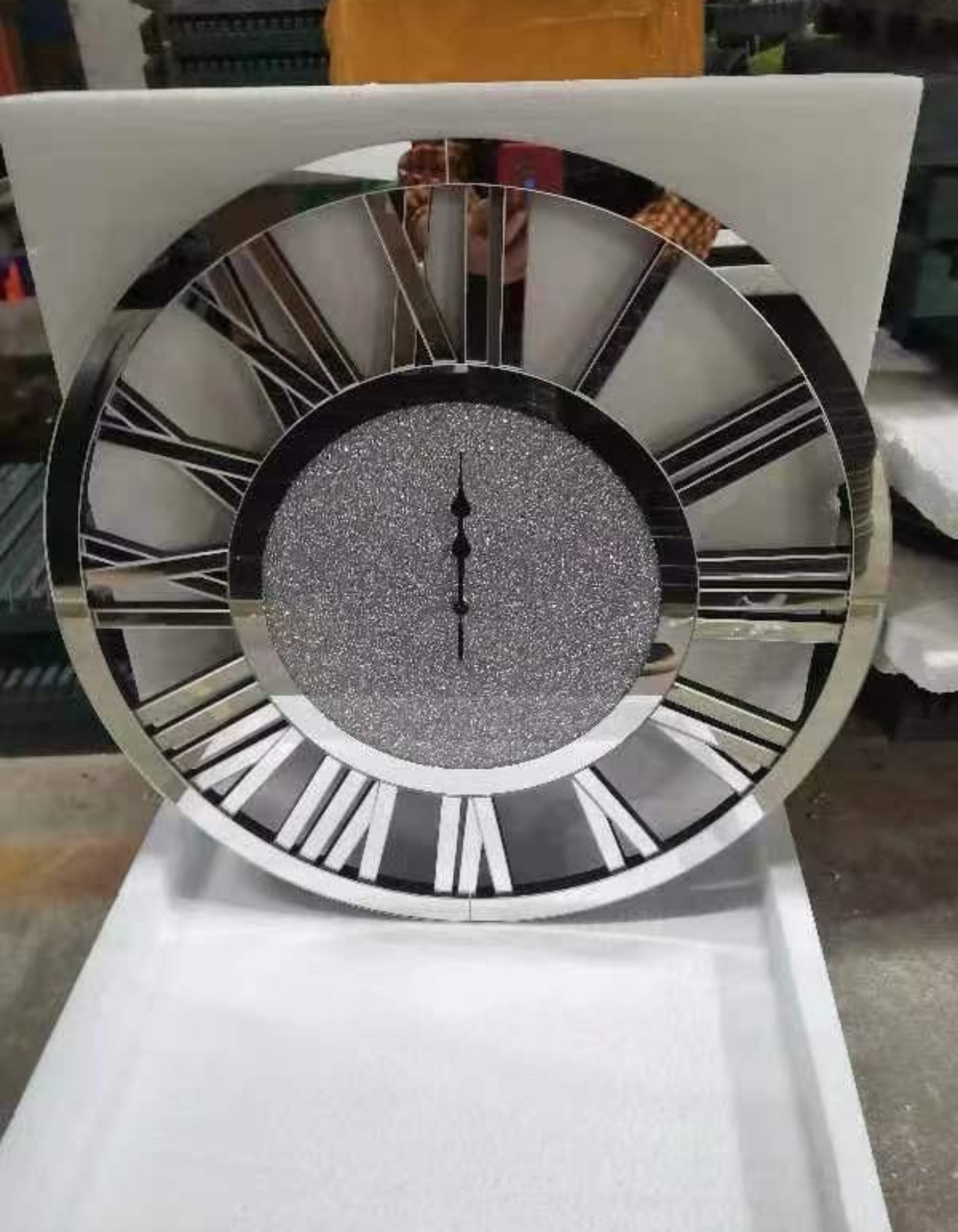 Silver Mirror Wall Clock
