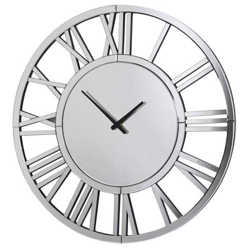 Round Glass Face Wall Clock – Silver