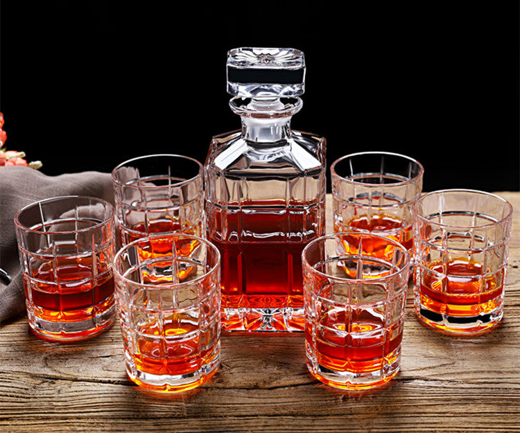 Whiskey Decanter with 6 Glasses Set