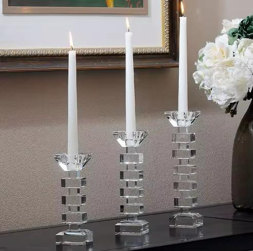 3-Piece K9 Crystal Candle Holder Set